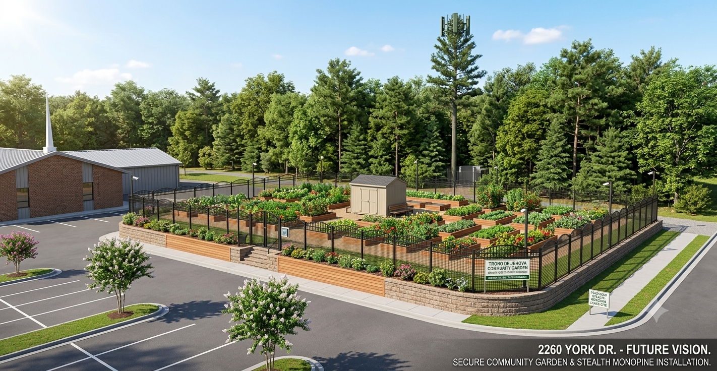 Plano de visión futura del jardín comunitario y mejoras en 2260 York Drive